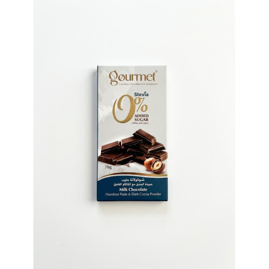gourmet 0% added sugar ( milk chocolate &  hazelnut paste) 70g